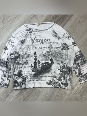 Cactus Venice Gondola Graphic Long-Sleeve Tee - White/Black